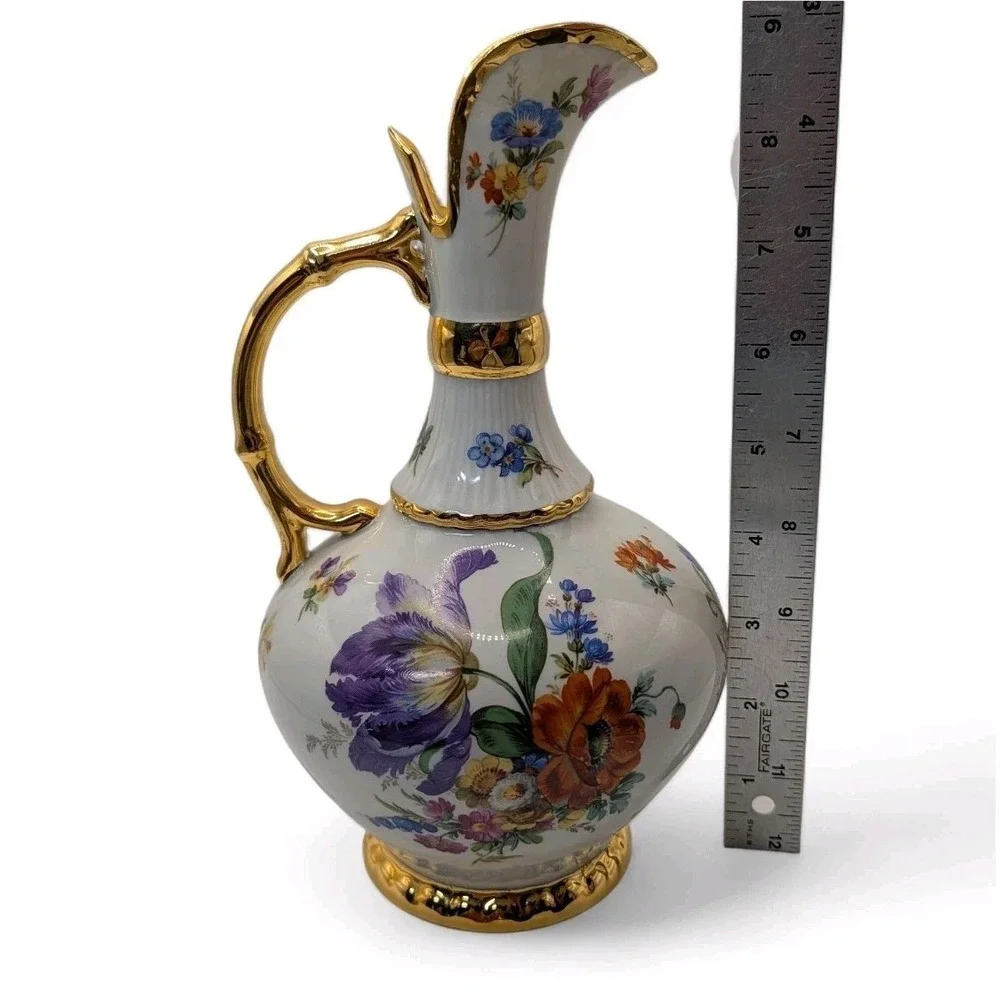 Vintage Limoges Pastaud Pircher Hand Painted Floral Pattern Heavy‎ Gold Trim